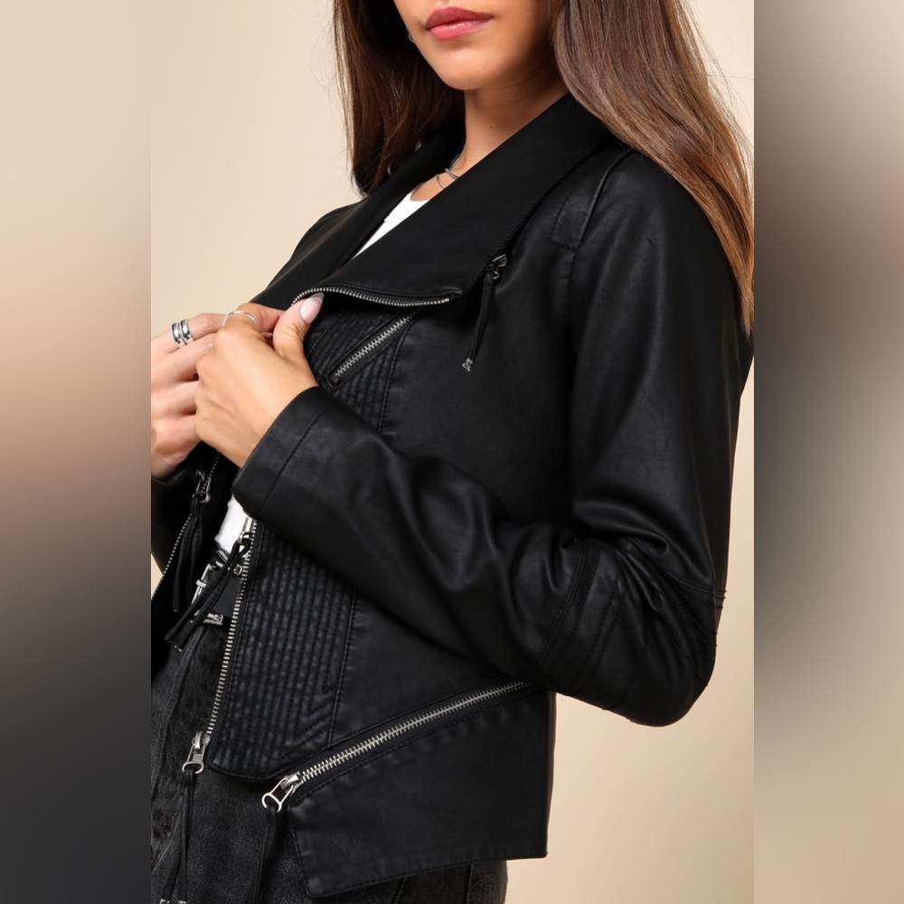 Up on a Tuesday Black Vegan Leather Jacket
Lulus new with tags small